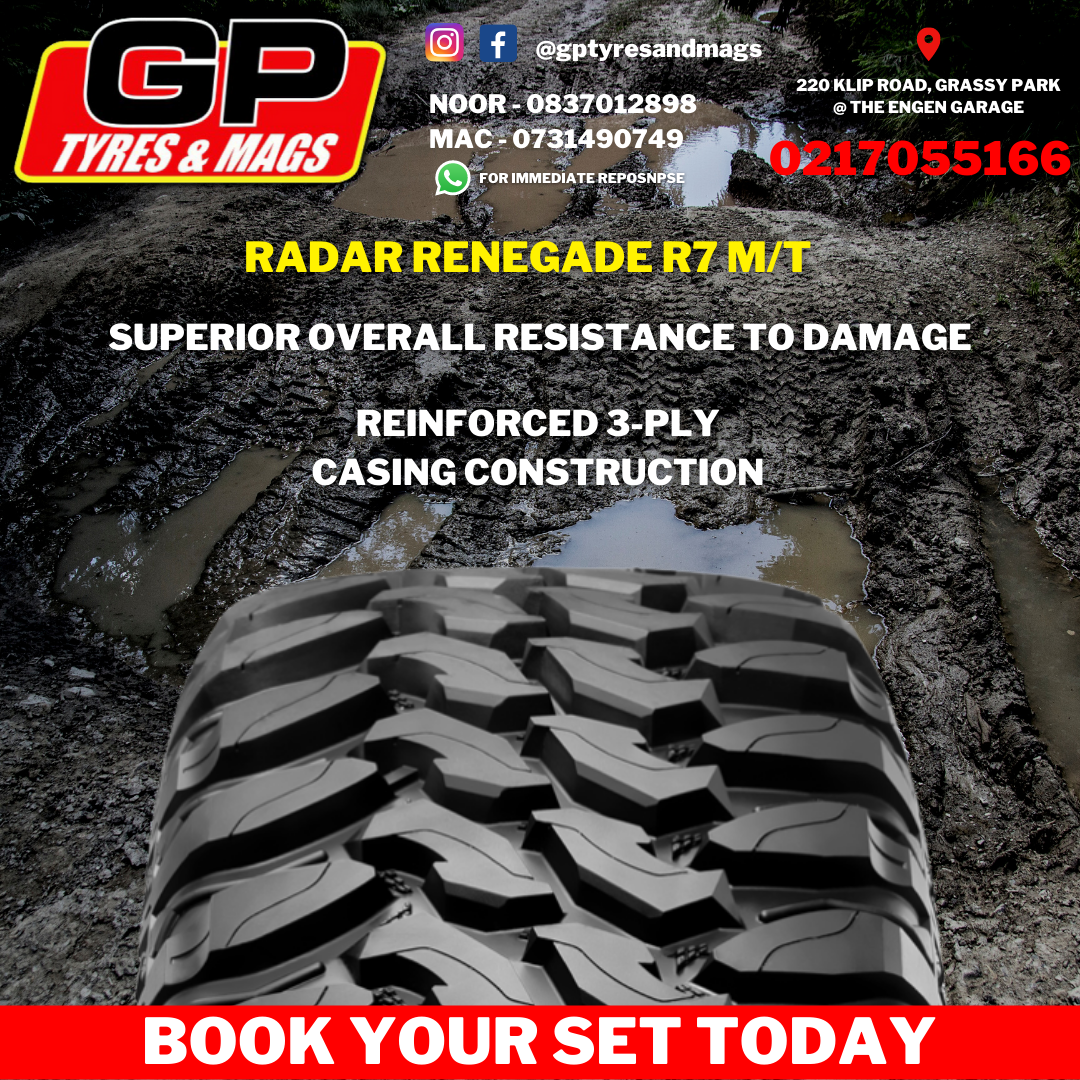 RADAR RENEGADE R7 M/T FEATURES: SUPERIOR OVERALL RESISTANCE TO DAMAGE. REINFORCED 3-PLY CASING CONSTRUCTION