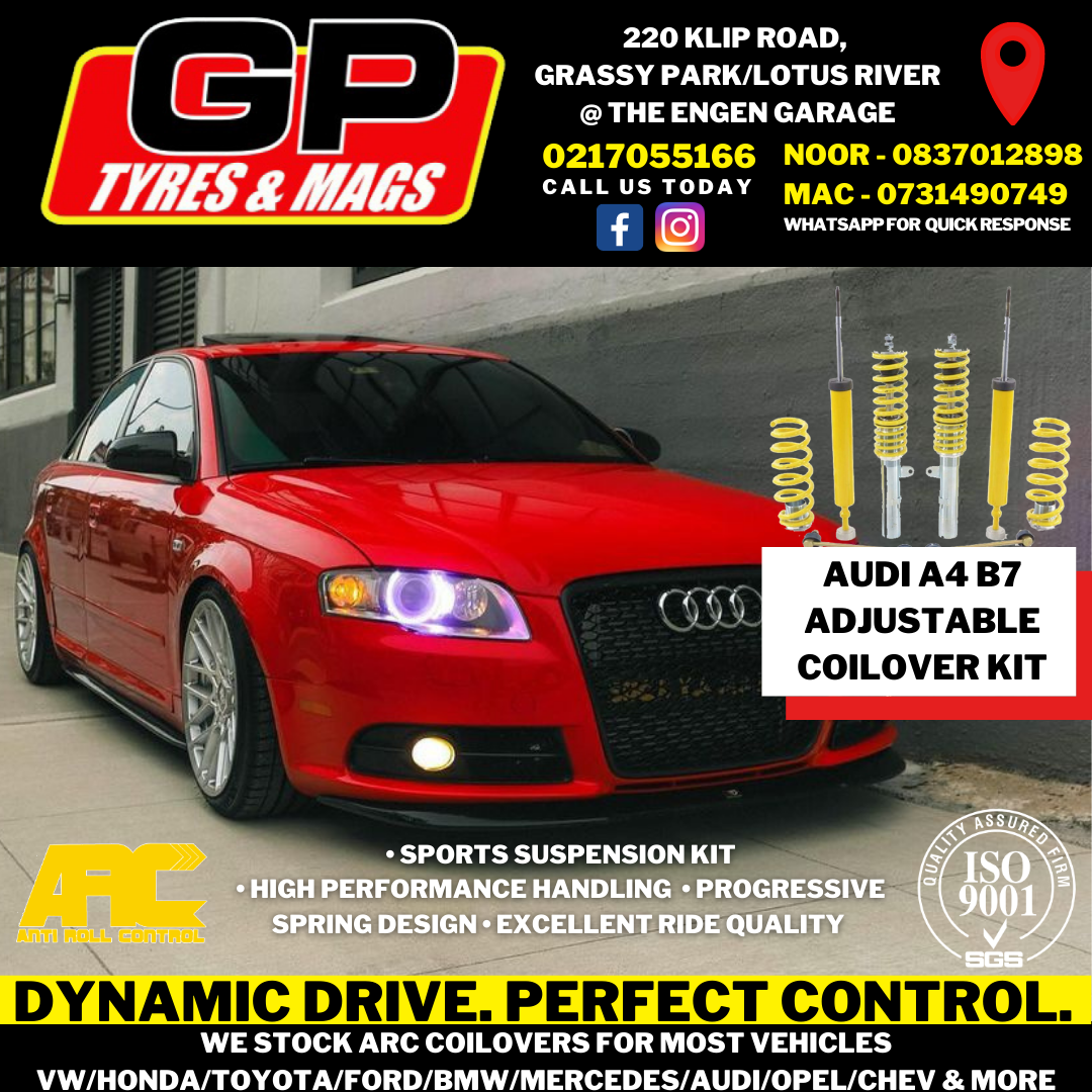 AUDI A4 B7 ARC HEIGHT ADJUSTABLE COILOVER SET GP Tyres Mags